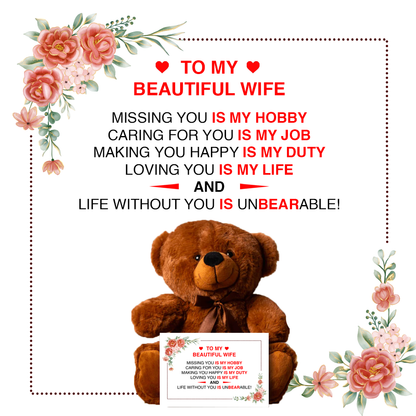 To My Beautiful Wife - Teddy Bear Gift Set - LM004