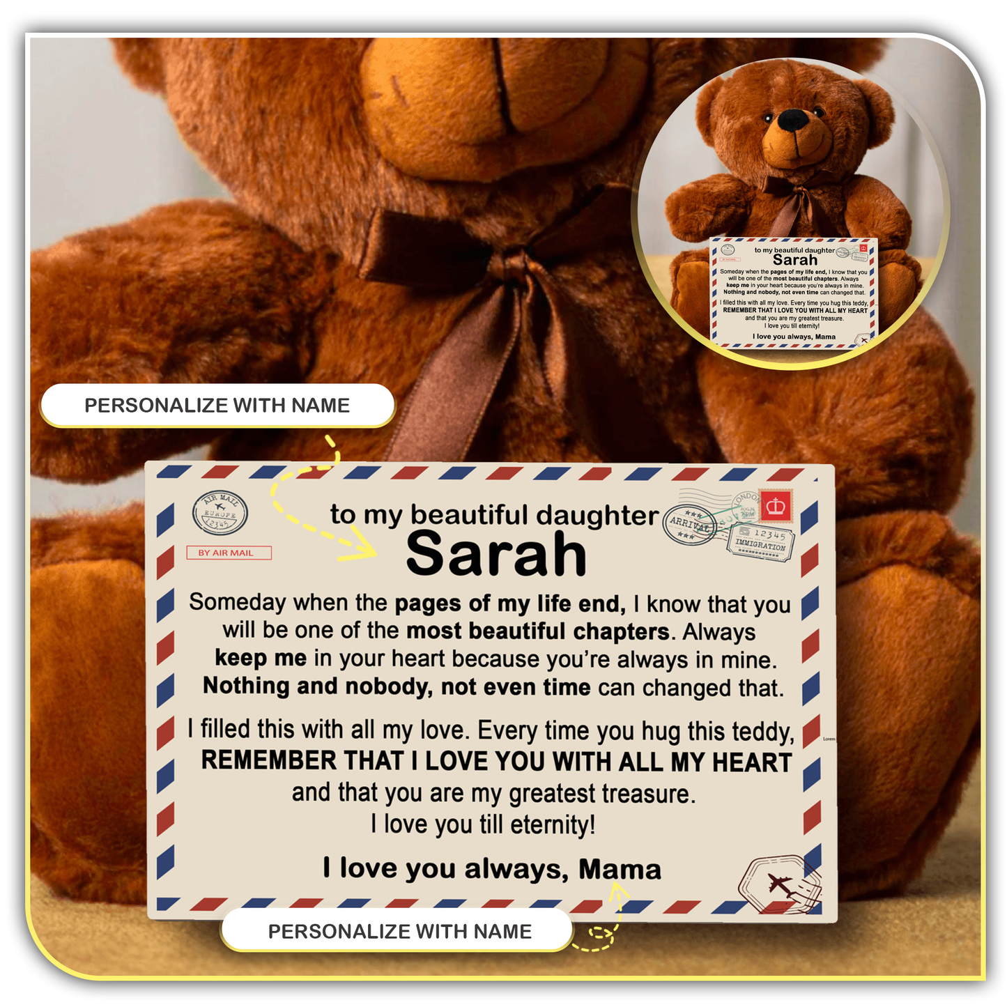 [ALMOST SOLD OUT] To My Daughter - Personalized Teddy Bear Gift Set - LM004