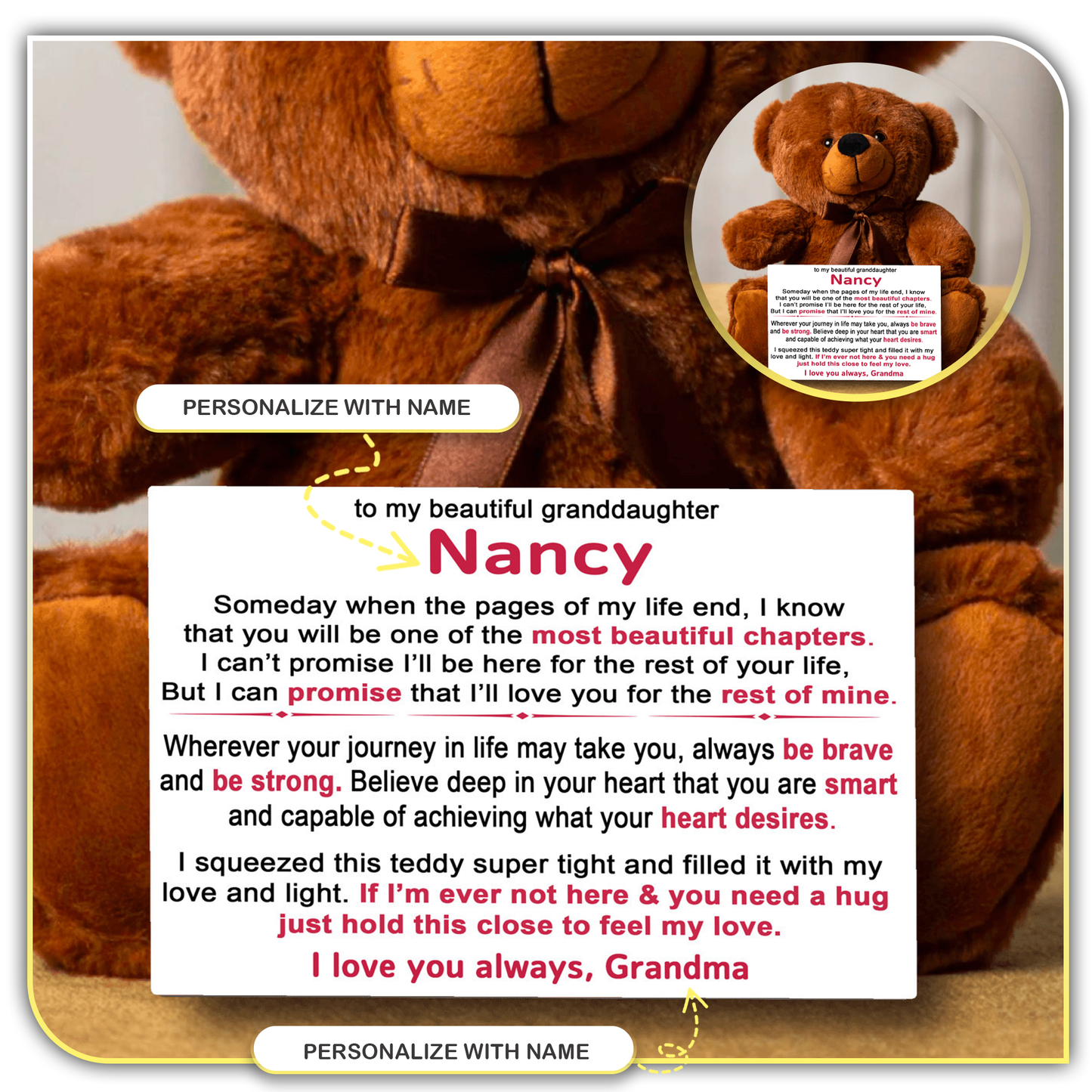 [ALMOST SOLD OUT] To My Granddaughter - Personalized Teddy Bear Gift Set - GD09